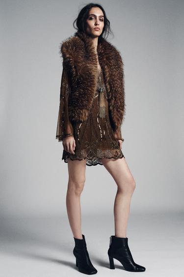 Zara Шарф из искусственного меха с меланжевым эффектом