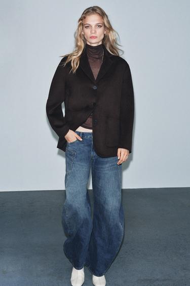 Zara Минималистичный блейзер из смесовой шерсти — ZW COLLECTION купить с доставкой.