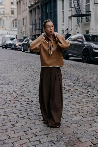 Zara Вязаный джерси с банданой и кружевом