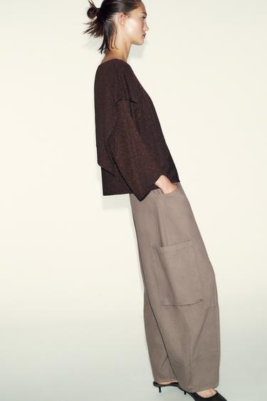 Zara Трикотажный свитер-накидка с блестящей нитью купить с доставкой.