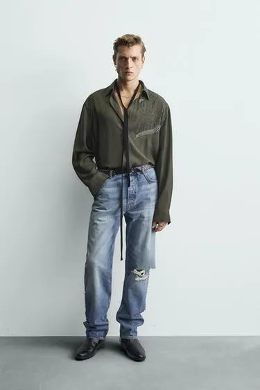 Рубашка с вышивкой и стразами LIMITED EDITION