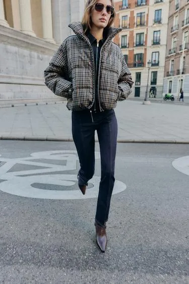 Стеганый анорак в клетку