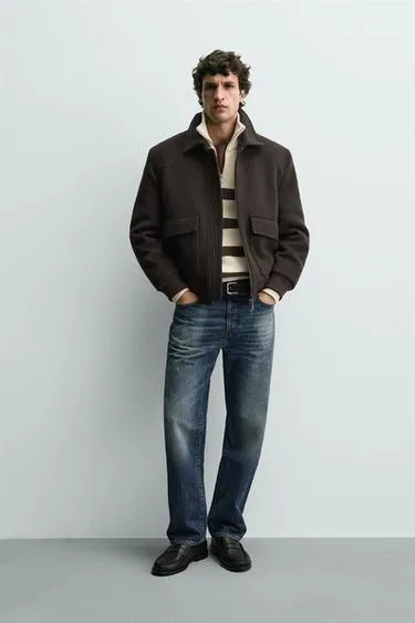 Куртка из смесовой шерсти с комбинированным воротником- Заказать в России