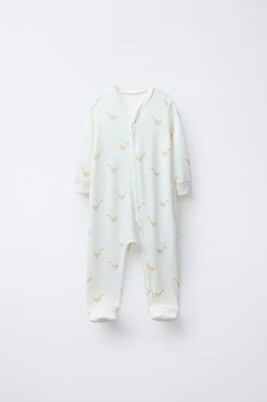 Теплый комбинезон с узором «гуси» и регулируемыми штанинами