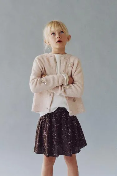 Кардиган с цветочными бусинами- Заказать в России