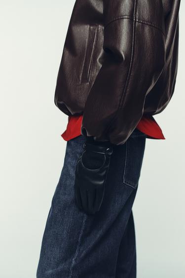 Zara Перчатки из искусственной кожи и трикотажа