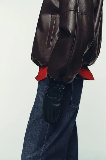 Перчатки из искусственной кожи и трикотажа