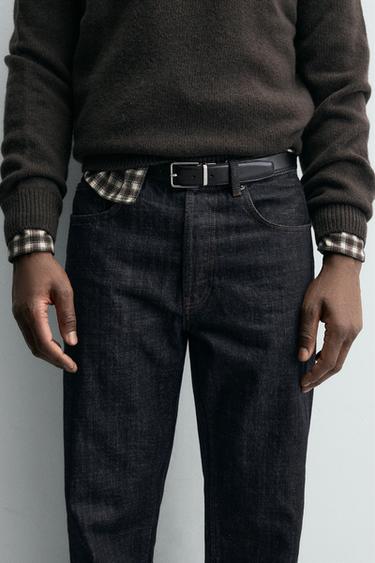 Zara Двусторонний кожаный ремень купить с доставкой.