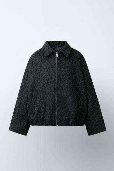 Zara Куртка из синтетической шерсти с анималистическим принтом купить с доставкой.