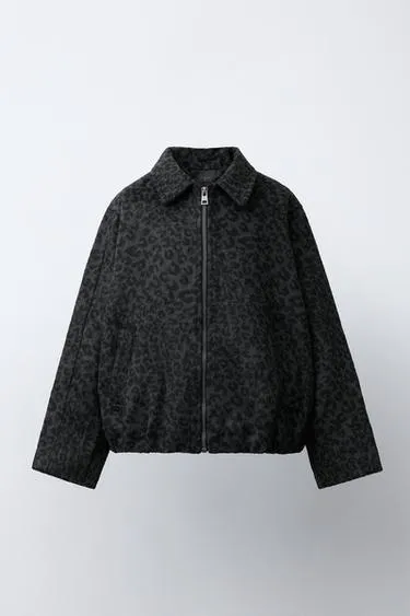 Куртка из синтетической шерсти с анималистическим принтом- Заказать в России