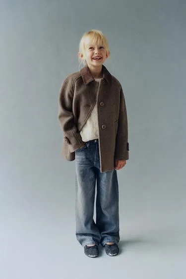 Пальто из контрастного вельвета с шерстью