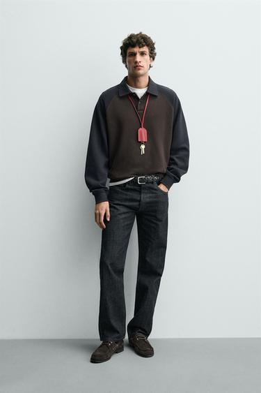 Zara Поло с блоками цветов и реглановыми рукавами