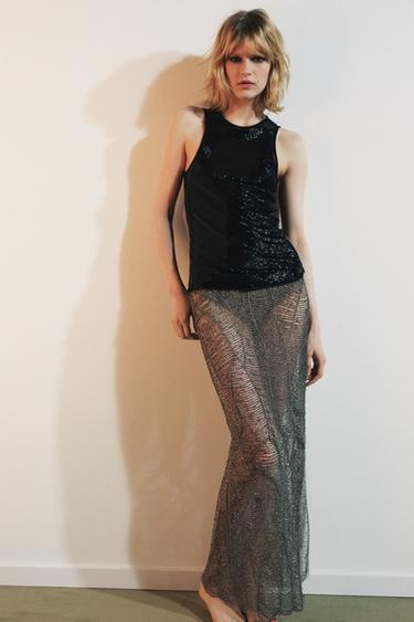 Zara Топ с бисерными аппликациями