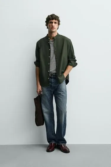 Рубашка оксфорд с воротником на стойке- Заказать в России