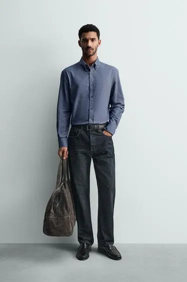 Рубашка оксворд с эффектом потертости