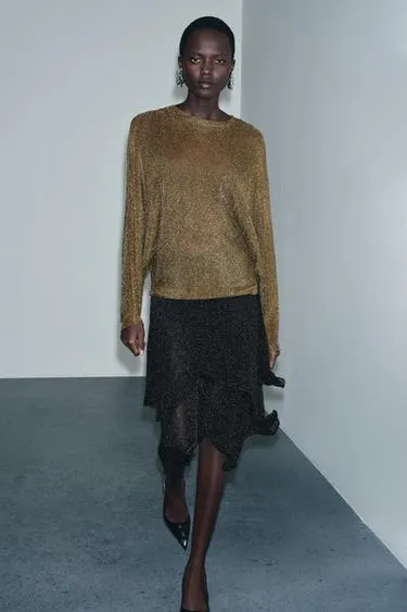 Металлизированная трикотажная юбка