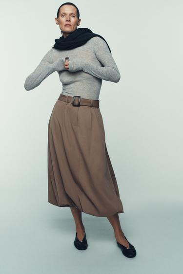 Zara Юбка-баллон миди с поясом