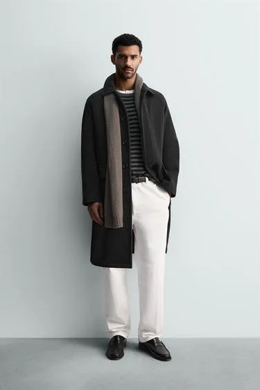 Шерстяное пальто с карманами