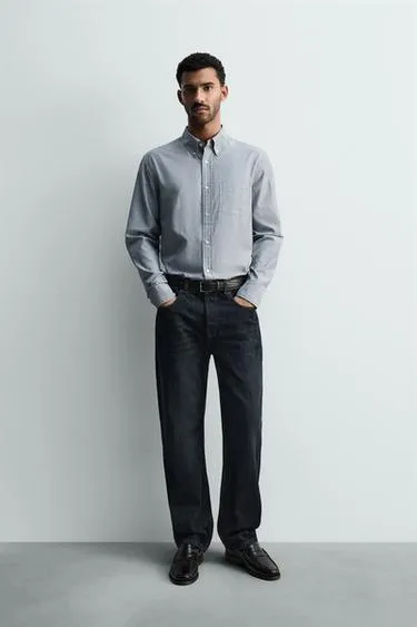 Рубашка в полоску с карманом- Заказать в России