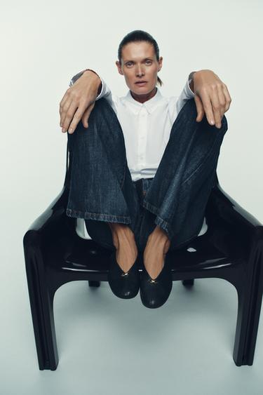 Zara Кожаные балетки с аппликацией