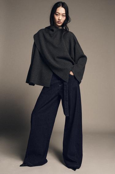 Zara Трикотажная накидка с шарфом