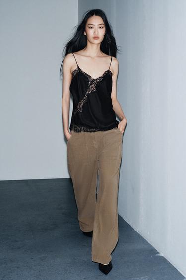 Zara Вельветовые брюки прямого кроя с карманами — ZW COLLECTION