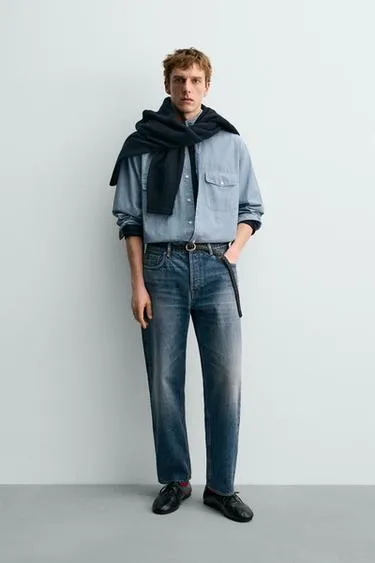 Рубашка из джинсовой ткани CHAMBRAY AARON LEVINE X ZARA