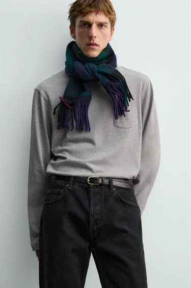 Кожаный ремень с декоративной строчкой AARON LEVINE X ZARA