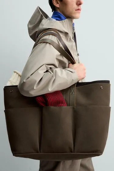 Шопер с кожаными деталями AARON LEVINE X ZARA