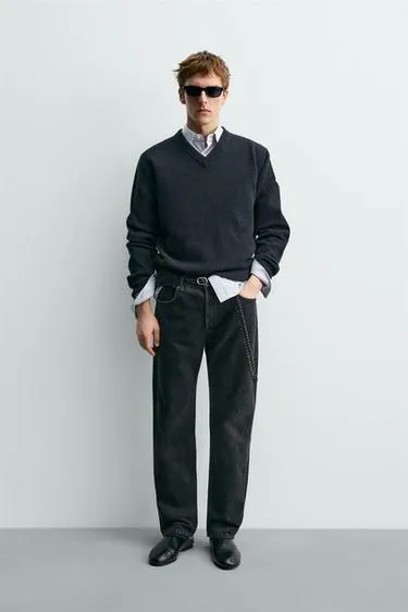 Шерстяной свитер с V-образным вырезом AARON LEVINE X ZARA