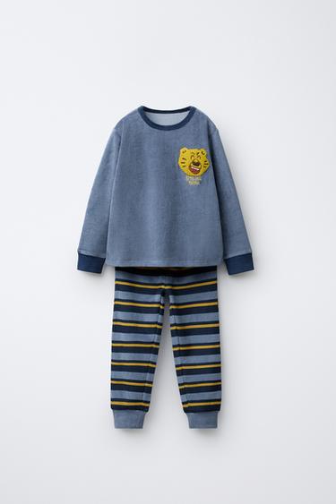 Zara Пижама из вельвета с полосами и тигром, 1 1/2-6 лет