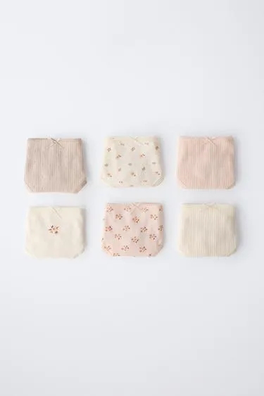 1,5–6 лет/ набор из шести трусов с цветочным принтом