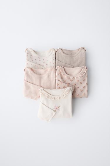 Zara Набор из пяти боди с цветочным принтом