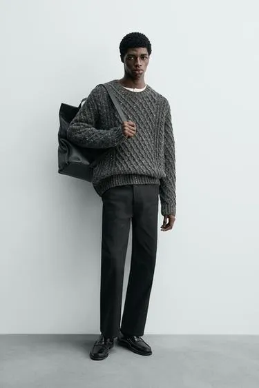 Джемпер с крупной вязкой из 100% шерсти с вкраплениями- Заказать в России