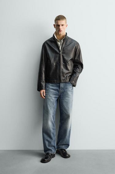 Zara Свободная кожаная куртка