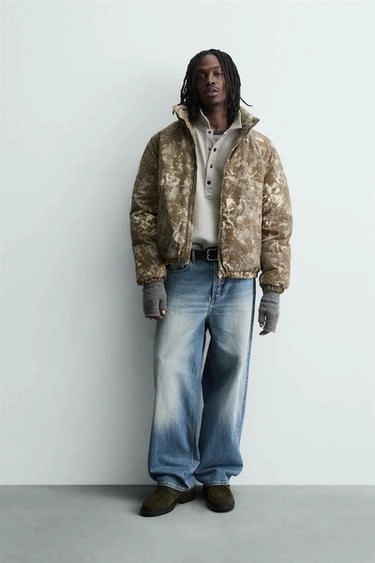 FLOCKED PRINT PUFFER JACKET- Заказать в России