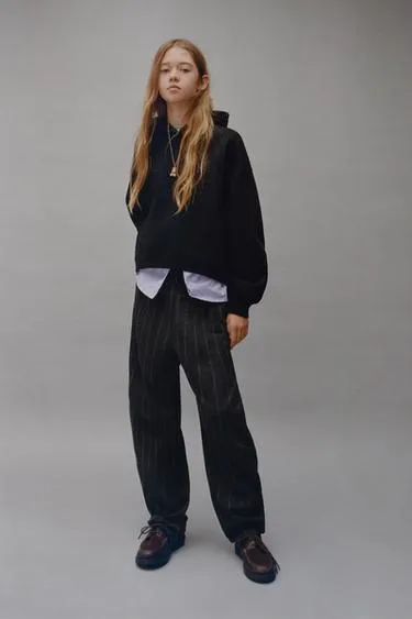 Брюки BARREL в полоску из ткани «пунто-рома»