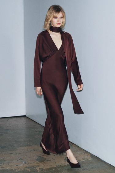 Zara Платье-платок из атласа ограниченной коллекции