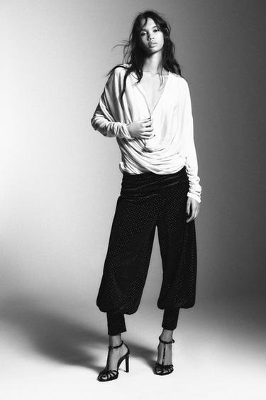 Zara Блестящие бархатные брюки BAGGY