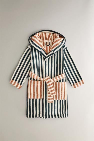 Zara Детский халат с полосками, двусторонний