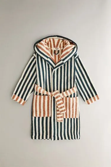 Детский халат с полосками, двусторонний- Заказать в России