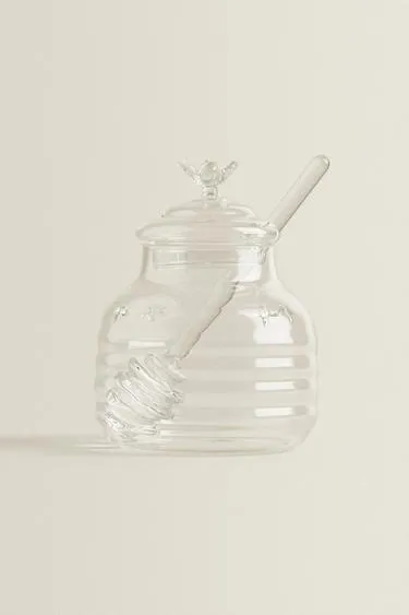 Банка для меда из боросиликатного стекла с рисунком пчелы на крышке- Заказать в России