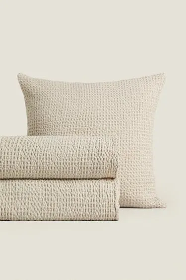 Покрывало из мини-вафельной вязки из хлопка- Заказать в России