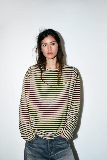 Zara Футболка в полоску с вышивкой пеппи длинныйчулок™ купить с доставкой.