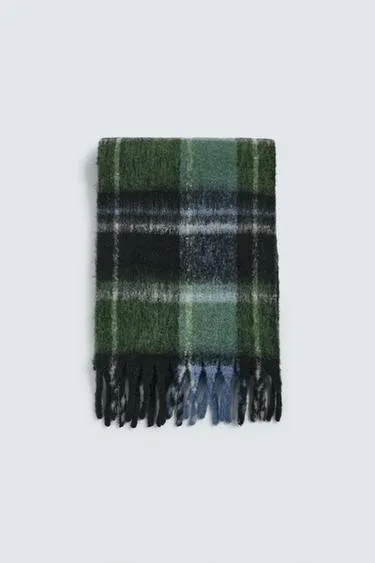 Шарф в клетку с начесом- Заказать в России