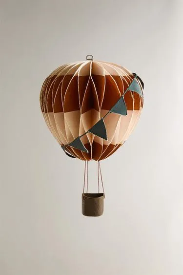 Бумажный декоративный шар на стену (16 см) с разноцветными полосками