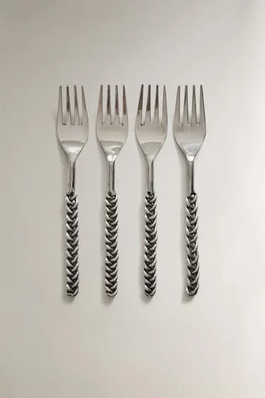 Набор десертных вилок с оплетенными металлическими ручками (набор из 4)