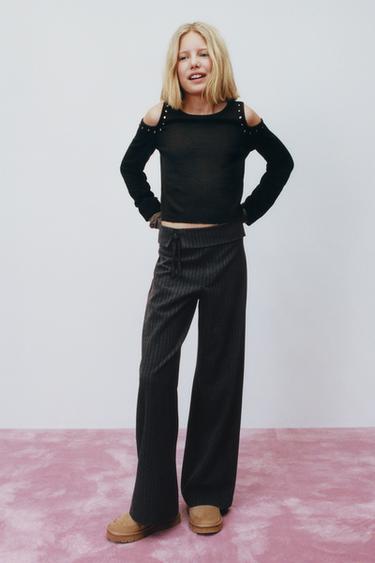 Zara Брюки в тонкую полоску с завязками