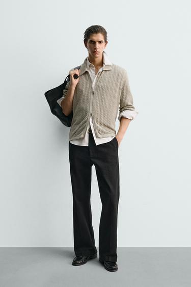 Zara Куртка с тканым узором и застежкой-молнией