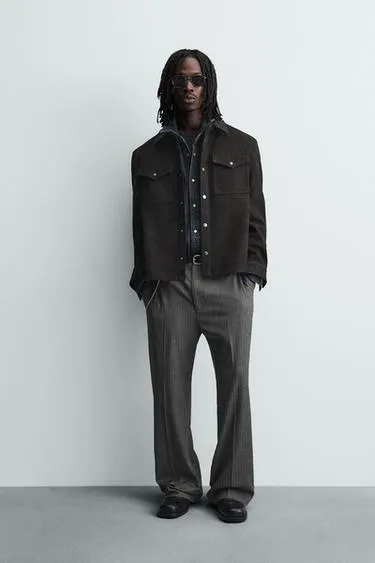 Куртка-рубашка свободного кроя из искусственной кожи- Заказать в России